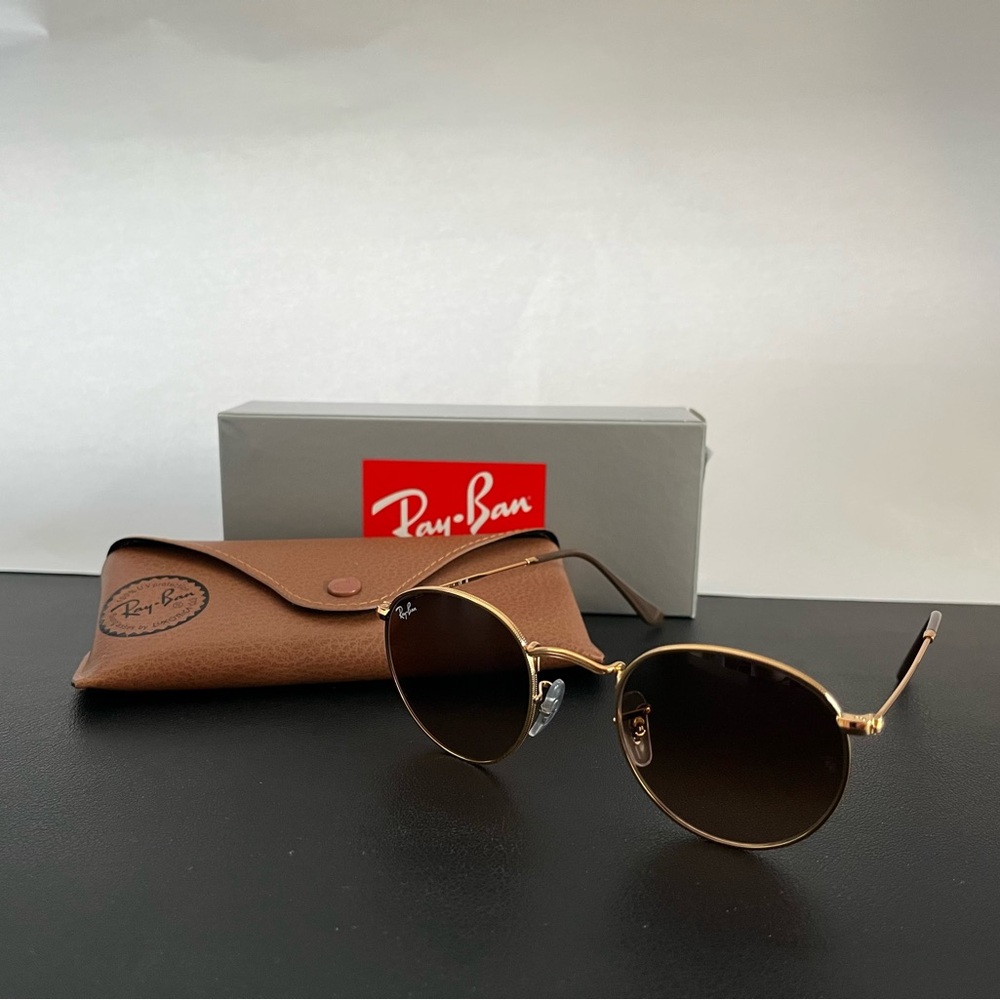 Ray-Ban Brown Round Metal Unisex Sunglasses